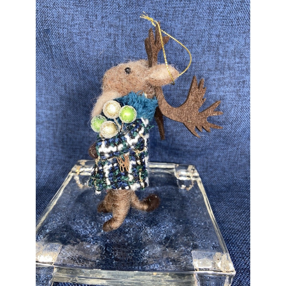 Pottery Barn Plaid Reindeer & Felt Animal Christmas Ornaments Lot of 3 Pre-Owned - Picture 12 of 17